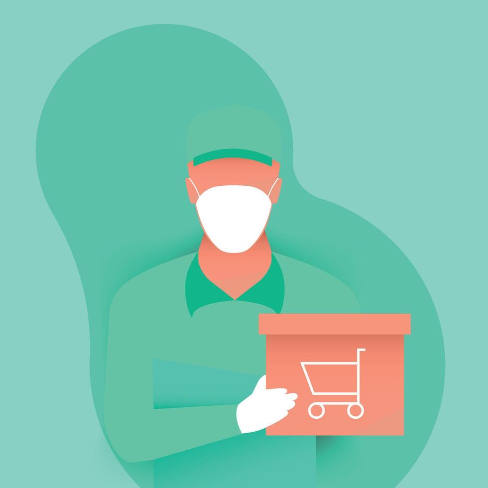 Vector delivery service man illustration.