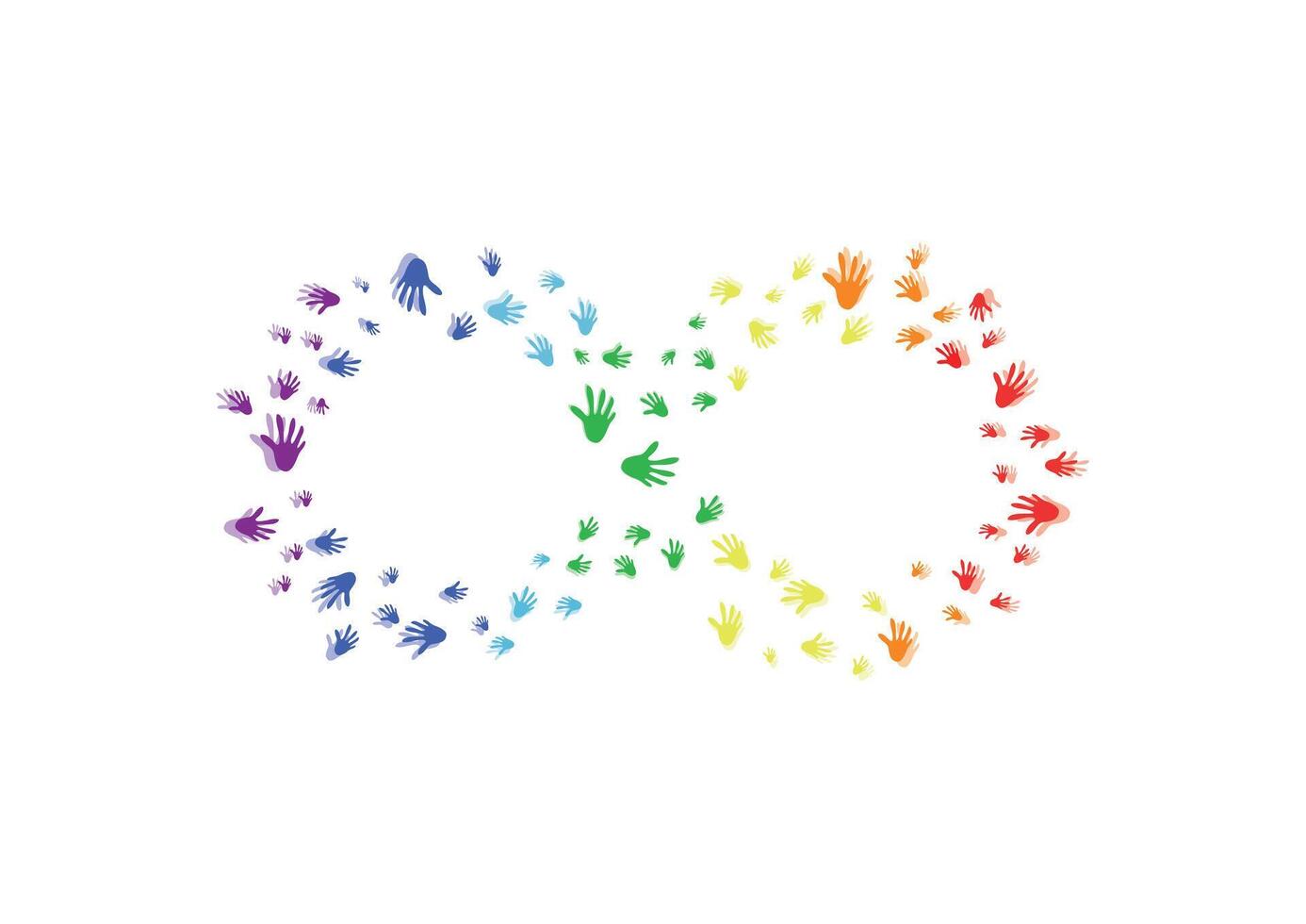 Creative Infinity Shape Logo Design With Logo Element Of Hands' Illustrations vector