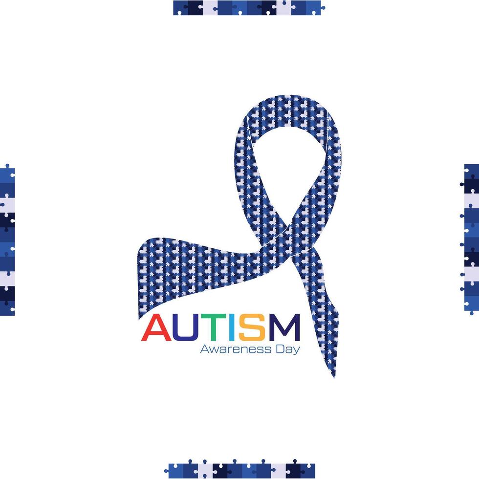 World Autism Day Colorful Puzzle Vector Banner, Social Awareness Banner