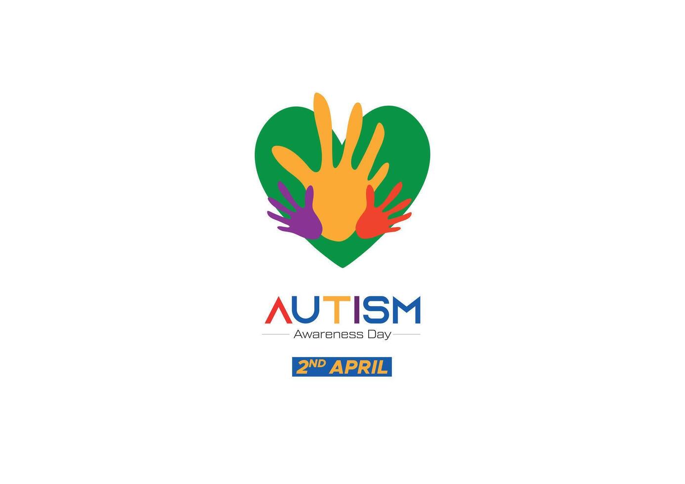 internacional autismo conciencia día multicolor rompecabezas en el formar de corazón y manos. vector ilustración en un blanco antecedentes