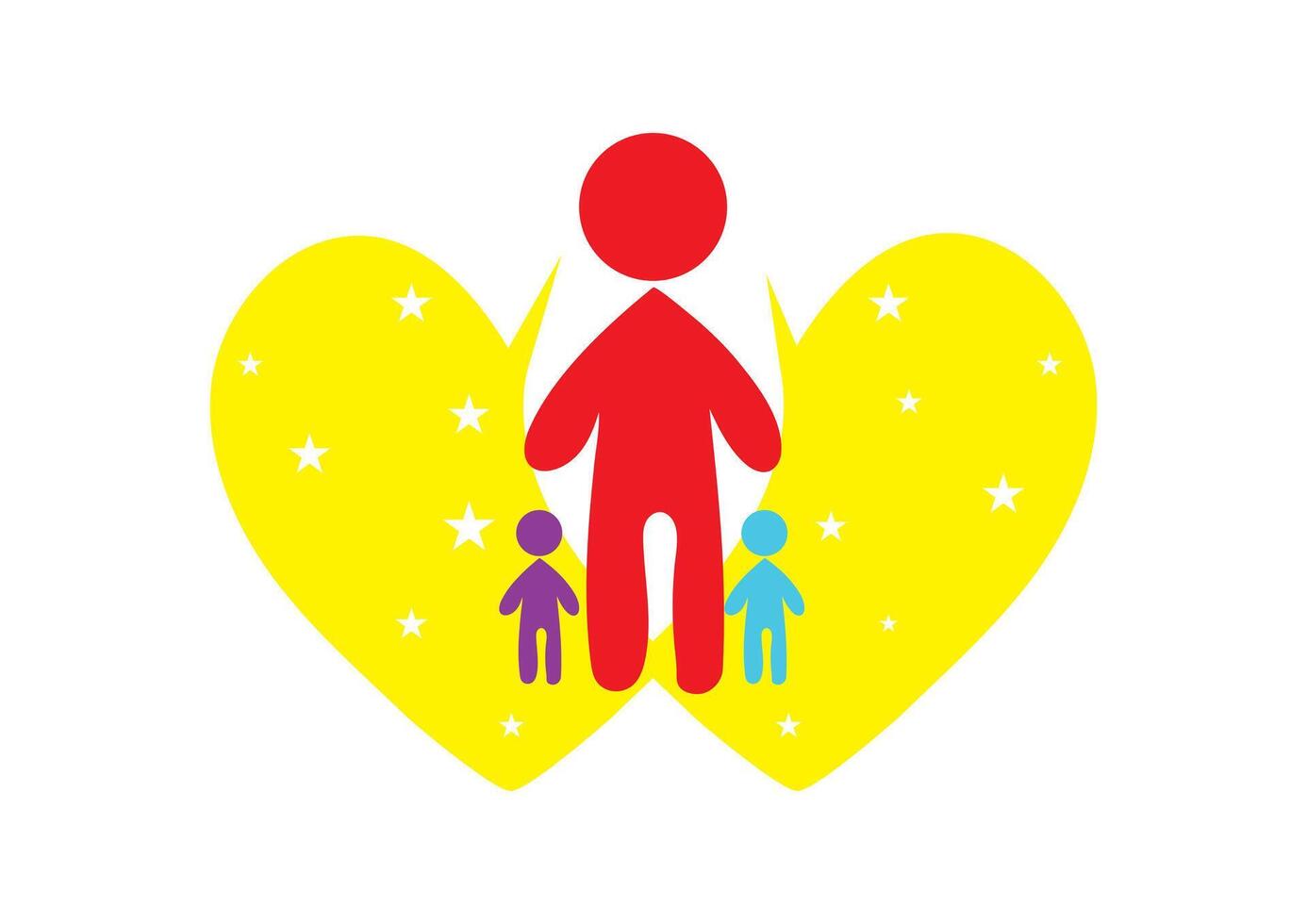 niños cuidado, familia, caridad vector logo emblema diseño modelo.
