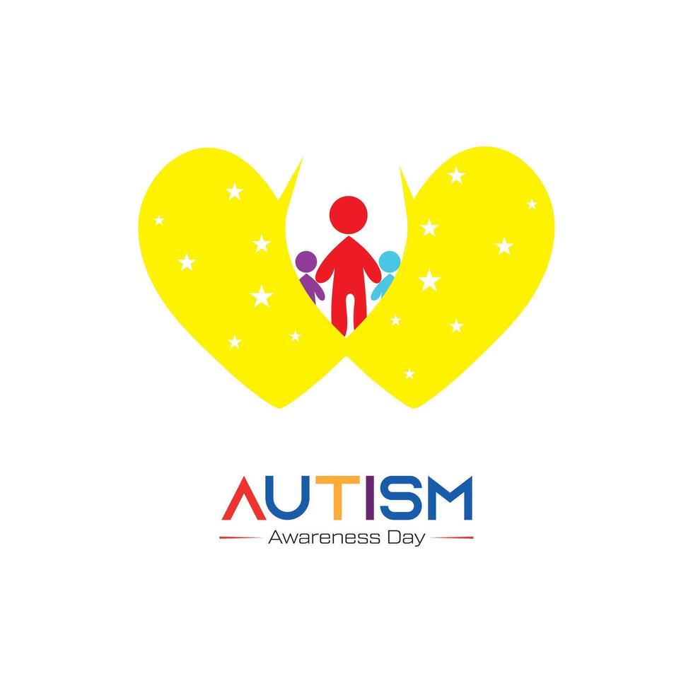 niños cuidado, familia, caridad vector logo emblema diseño modelo para autismo conciencia