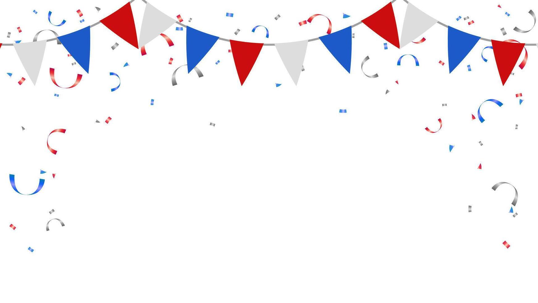 holiday festival party banner or frame with triangle pennants chain and confetti vector