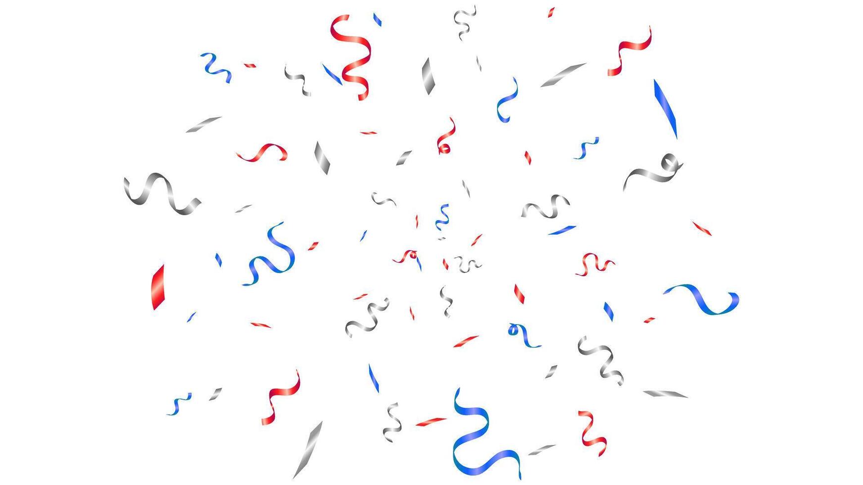 Party holiday blue, red and white color confetti and tinsel serpentine isolated elements design vector