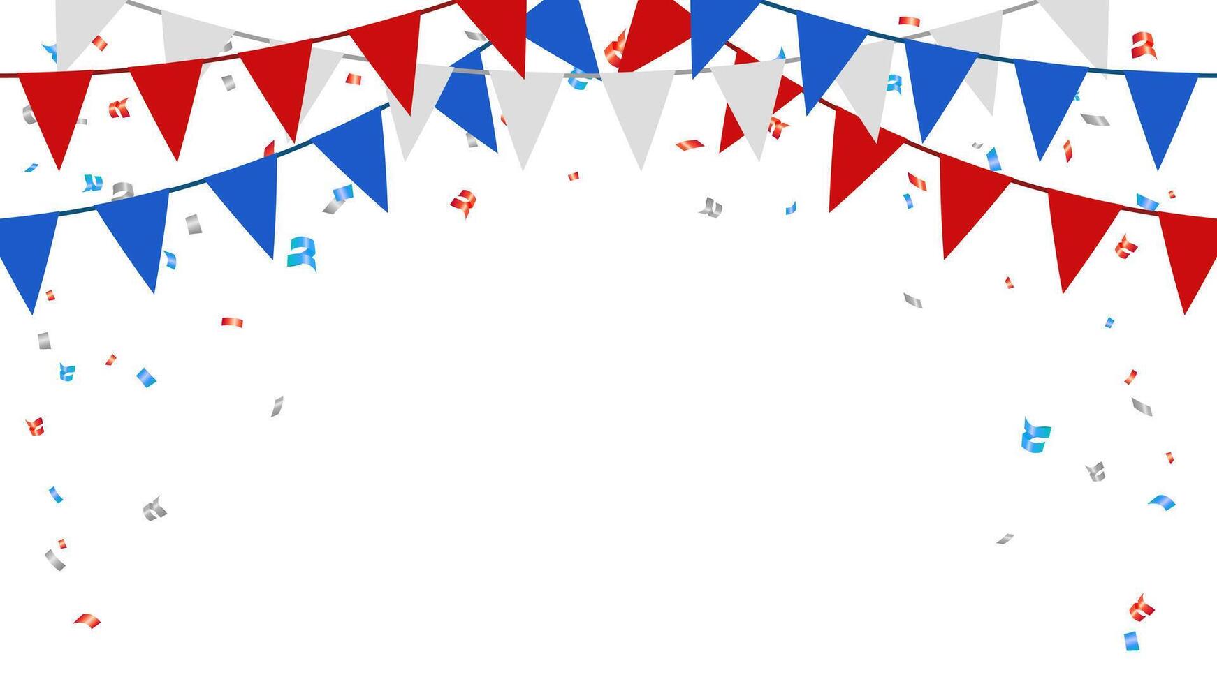 triangle pennants chain and confetti for holiday party thai color concept. birthday, celebration, festival, anniversary and decoration vector