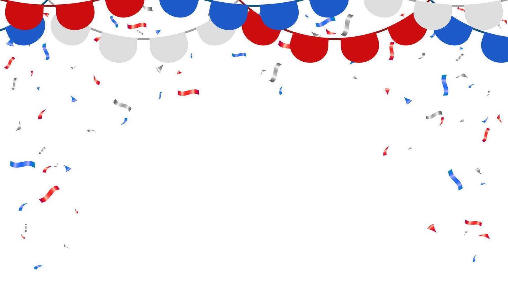 Flag red, blue and white confetti falling on background. Celebration event, birthday vector