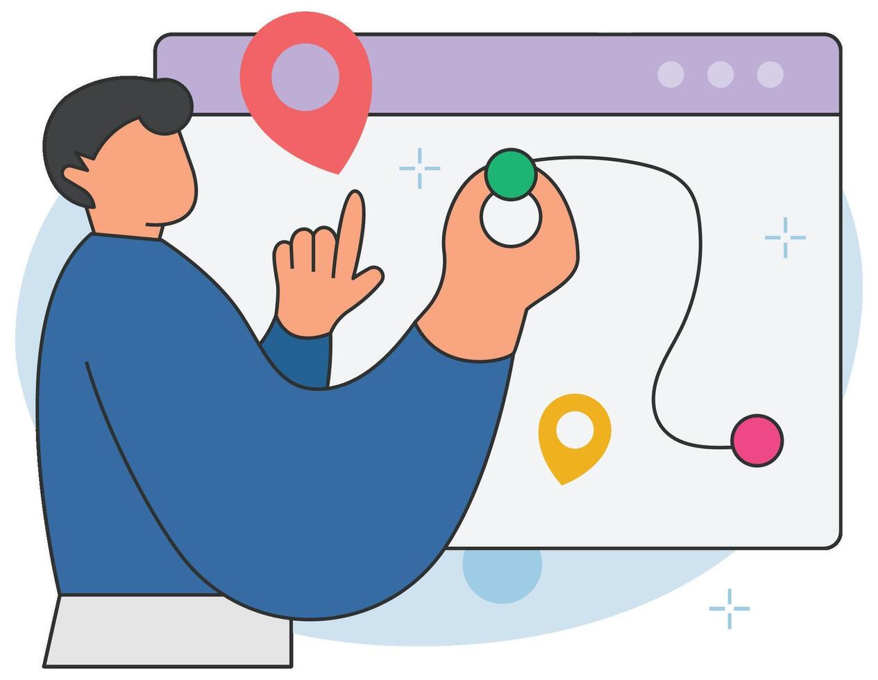 Professional online gps location map and route vector illustration
