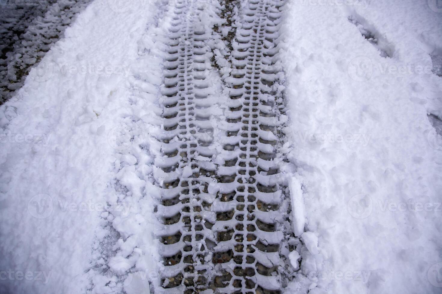 Snowy street in winter photo