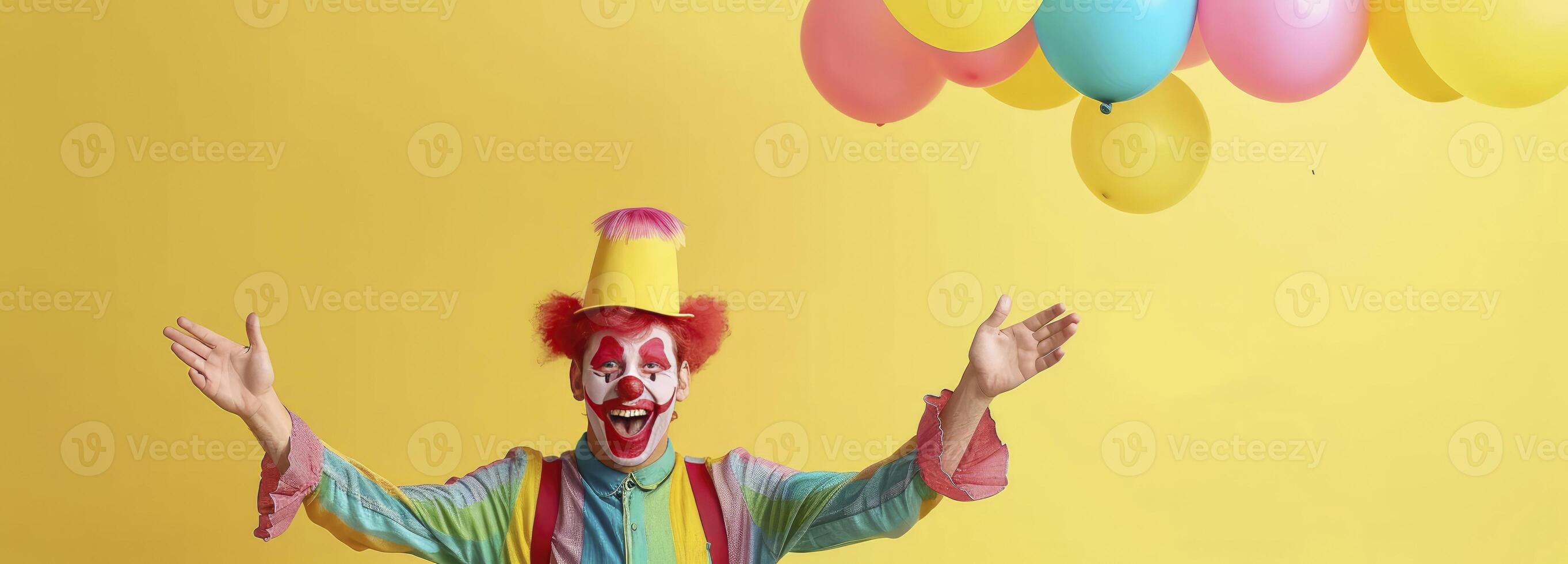 AI generated Circus performer funny clown April Fools Day. photo