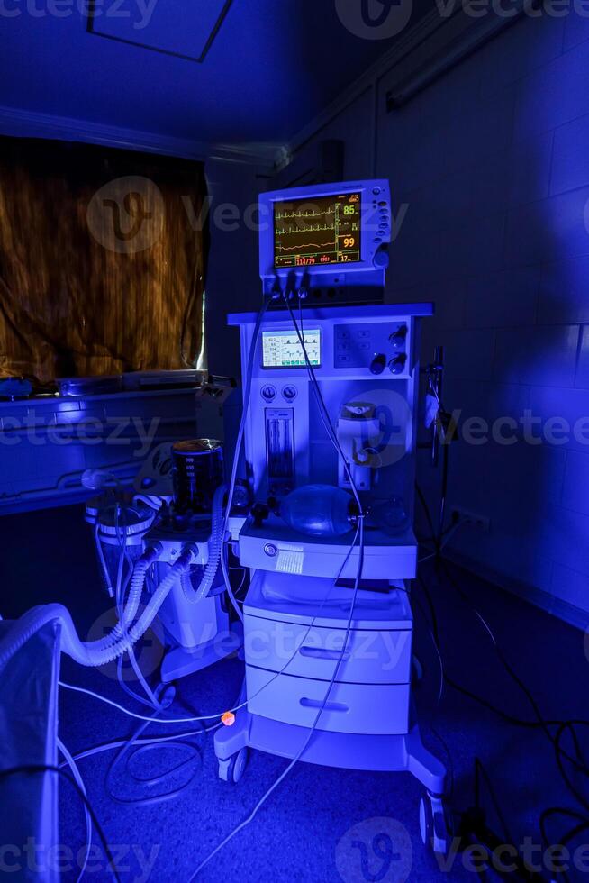 Lungs ventillation equipment in hospital operation room. Saving lives. photo