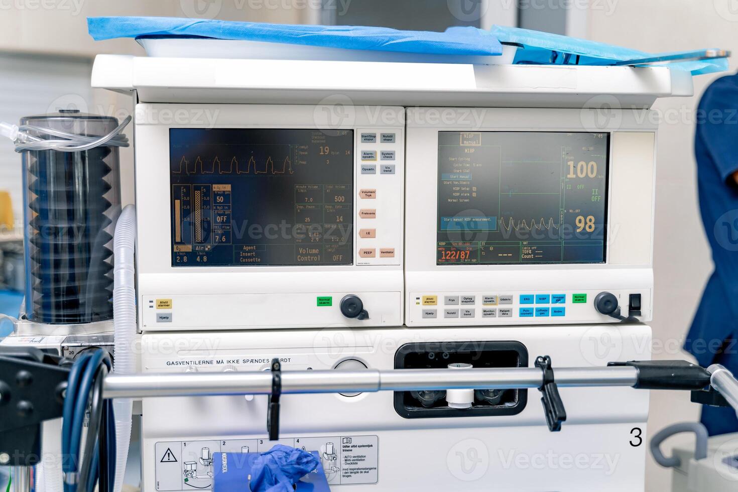 Part of equipment for mechanical ventilation equipment. Pneumonia diagnosting. Ventilation of the lungs with oxygen. Surgery concept. photo