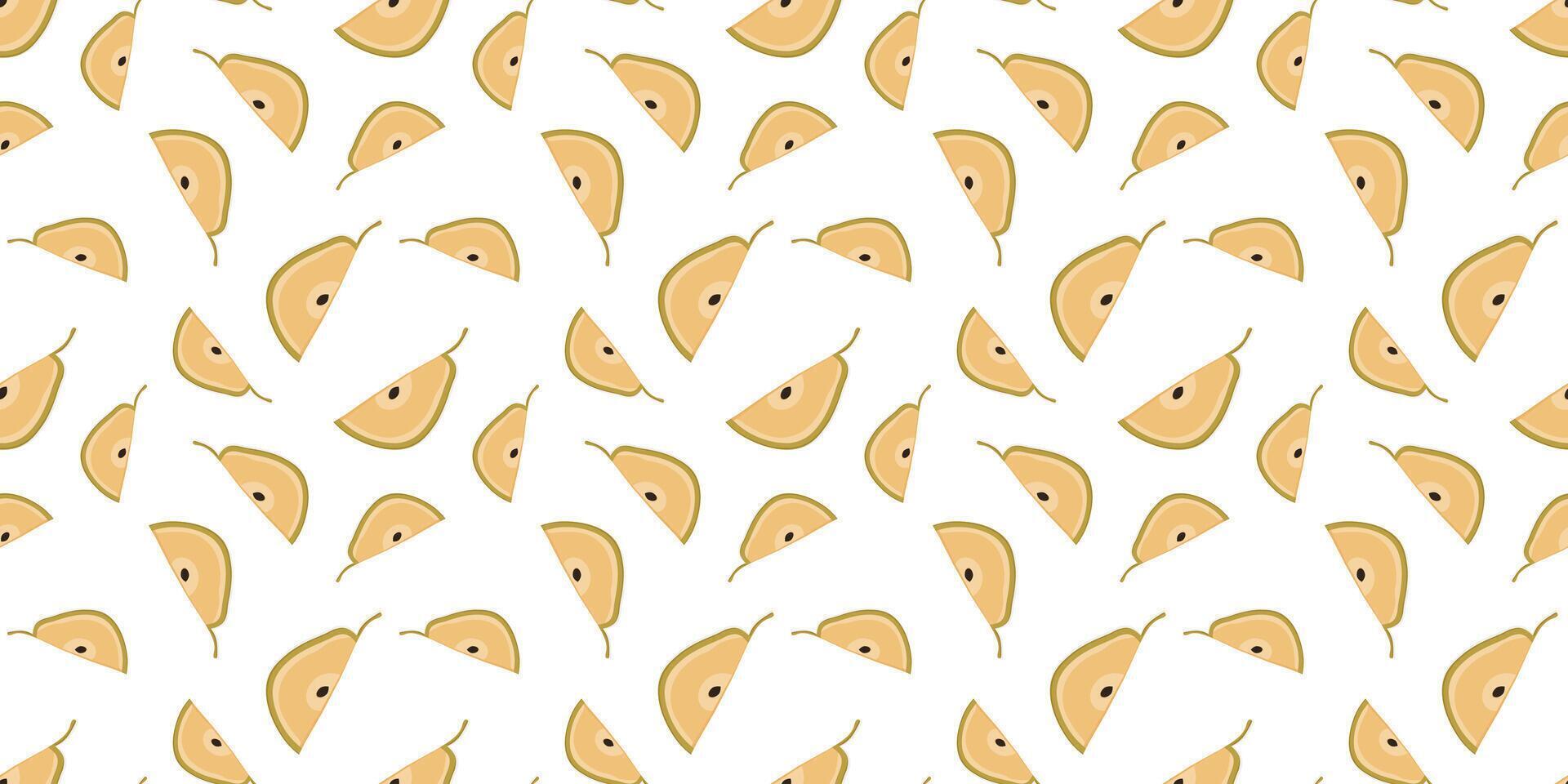 Sweet pear seamless pattern. Organic healthy fruits background. Vector illustration