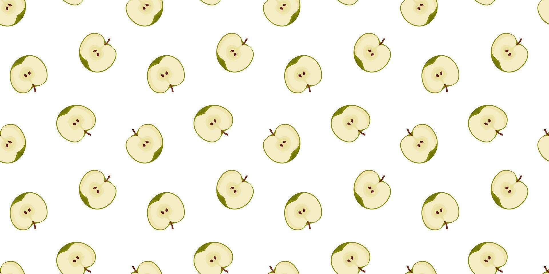 Apples slice Seamless Pattern. Minimalist beautiful vector fruit illustration. Summer bright organic nature vegan food suitable for wallpaper, textile