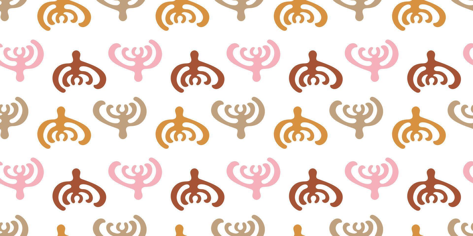 Abstract Seamless Patterns with natural colorful shapes Leaves or Coral on white background. Trendy hand drawn illustration in flat style for wrapping paper, textile print, wallpaper vector