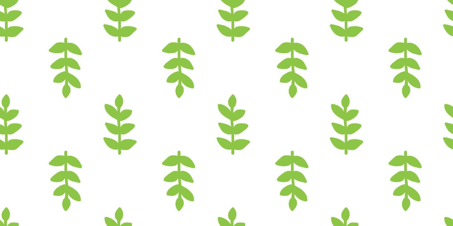 Abstract outlined Leaves Seamless Pattern. Hand drawn green brush painted plants. Vector foliage silhouettes. Natural summer organic ornament. Botanical spring background