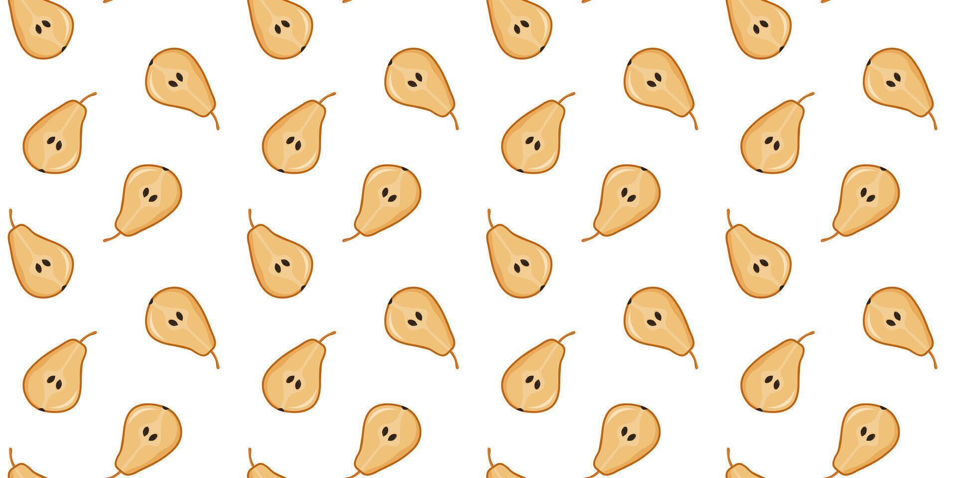 Sweet pear seamless pattern. Organic healthy fruits background. Vector illustration