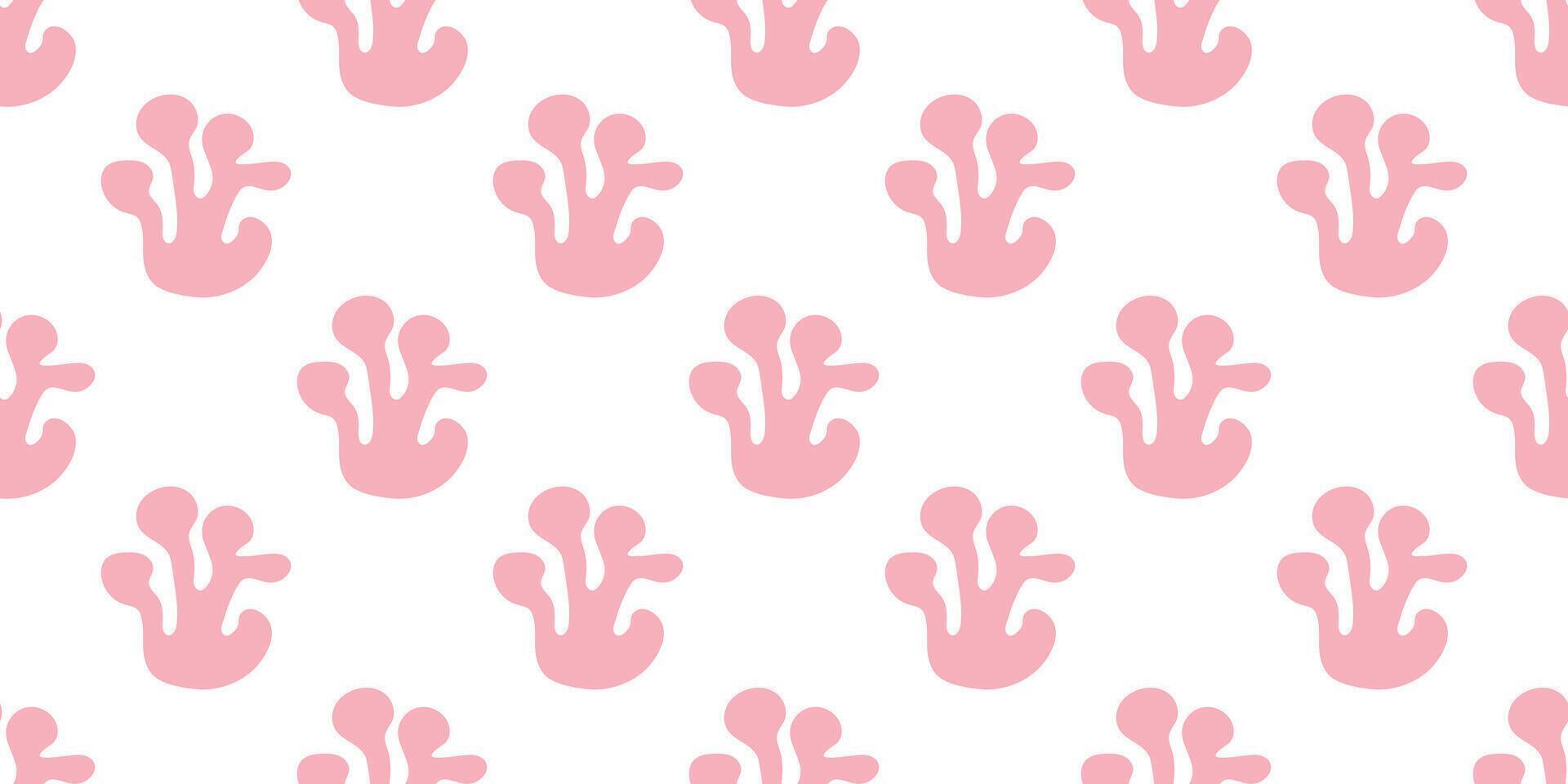 Matisse inspired modern Abstract Organic pink algae Seamless Pattern. Vector sea plants and Corals shapes. Background with hand drawn leaves silhouettes