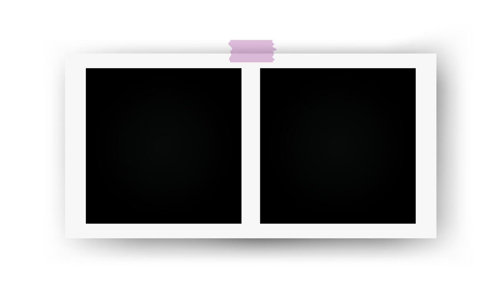 Black empty realistic Photo Frame Mockup on white background. Photography album template. Blank Image for memory on scrapbook vector