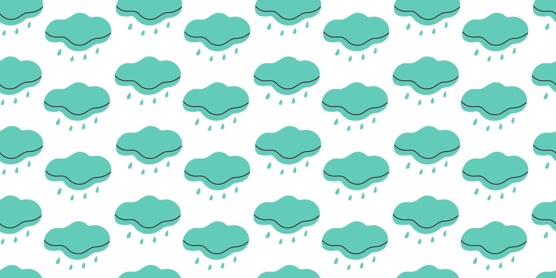 Seamless Pattern with blue simple doodle Clouds. Weather element in hand drawn style. Simple children art design vector