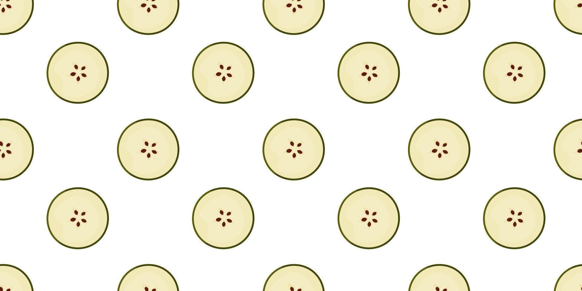 Apples slice Seamless Pattern. Cartoon beautiful minimalist vector fruit illustration. Summer bright organic nature vegan food suitable for wallpaper, kitchen textile