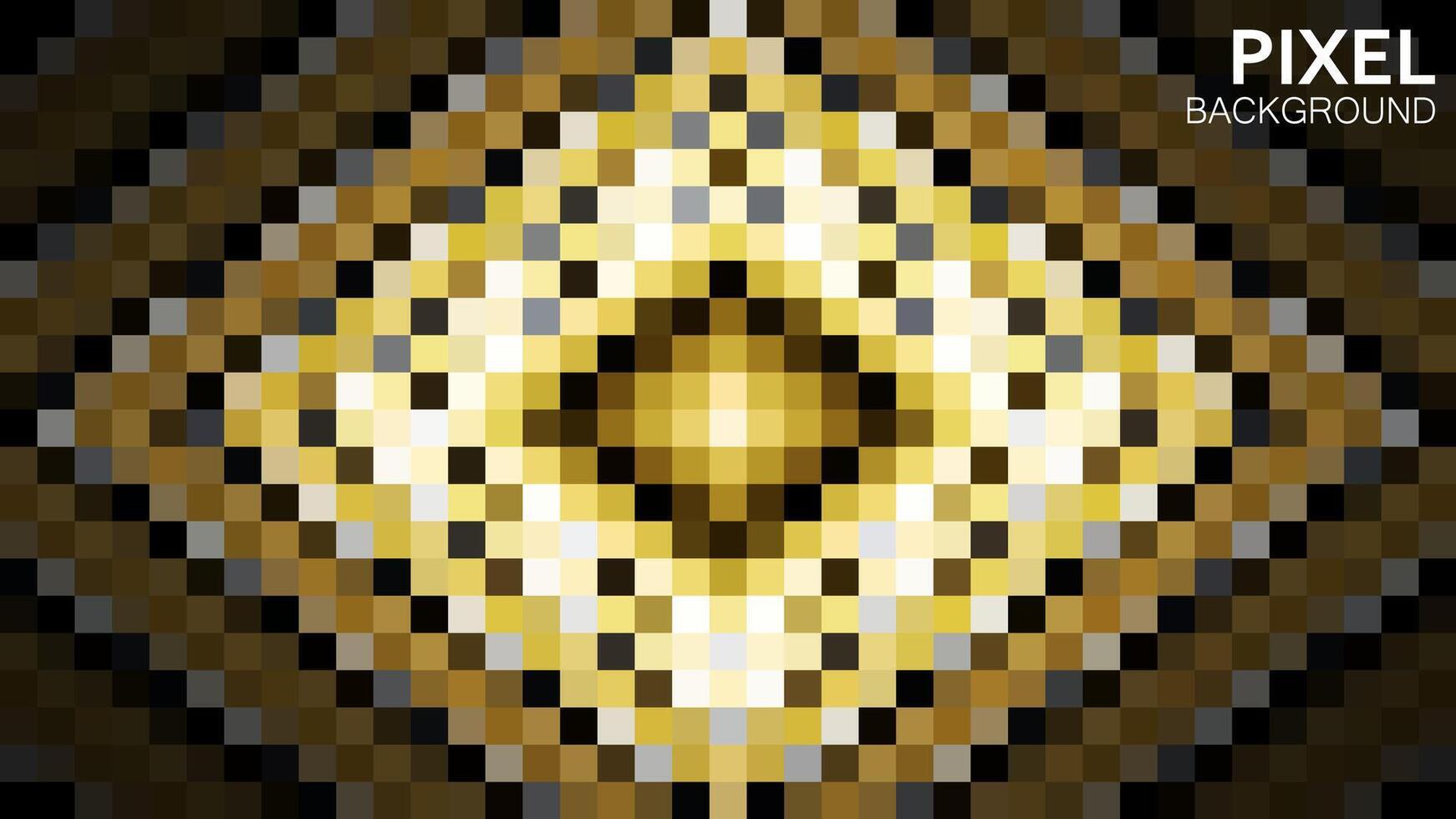 Geometric square gold background design pixel style. vector illustration. luxurious and dynamic effect