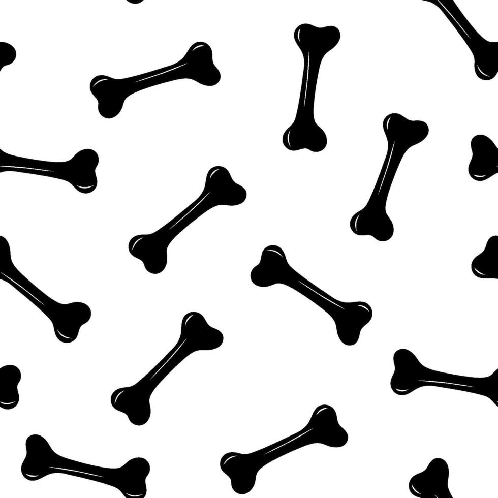 Seamless monochrome pattern with bone isolated on white background. Doodle vector backdrop