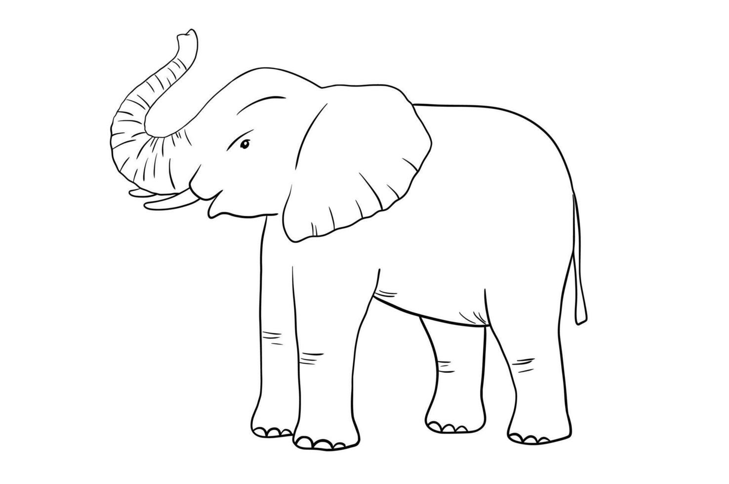 Elephant outline sketch isolated on white background. Vector engraving illustration.