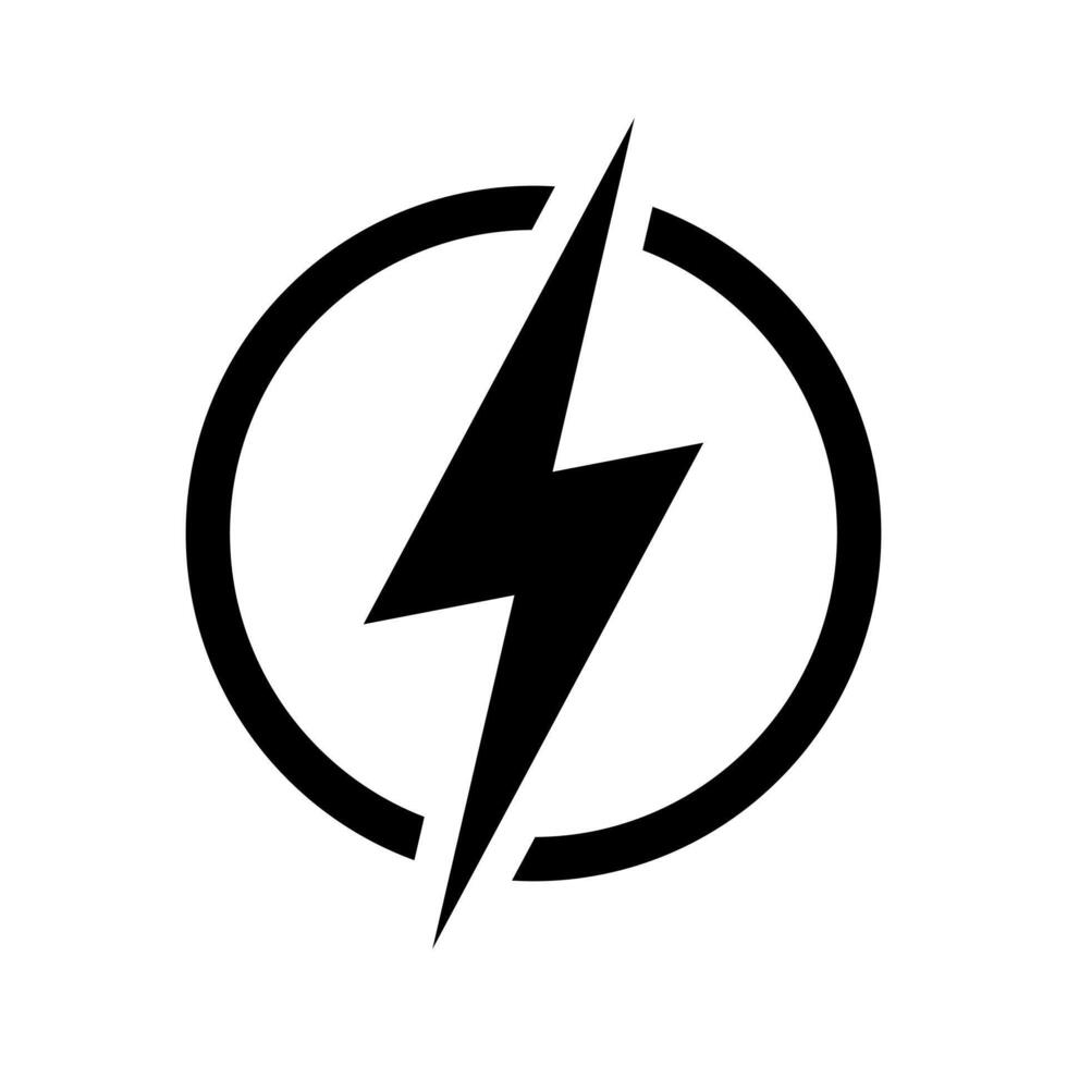 Lightning, electric power vector icon. Energy and thunder electricity symbol. Lightning bolt sign in the circle.