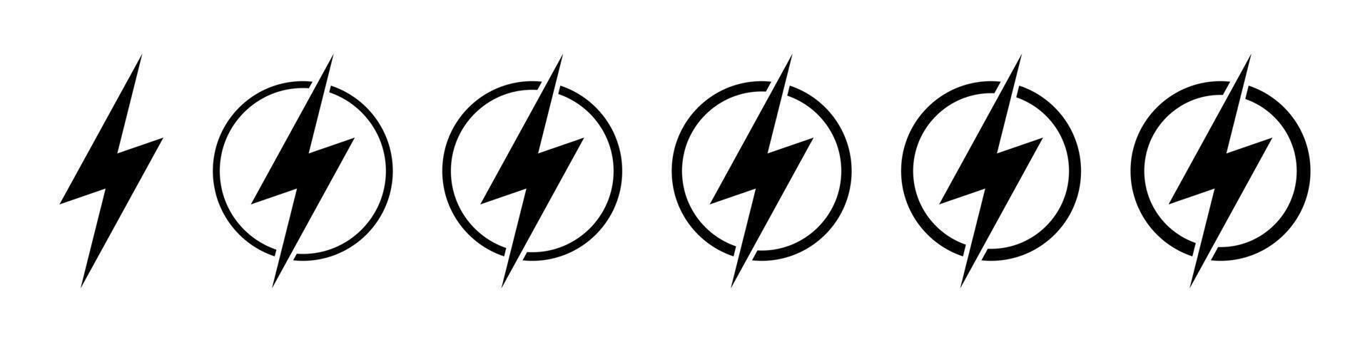 Lightning, electric power vector icon. Energy and thunder electricity symbol. Lightning bolt sign in the circle.