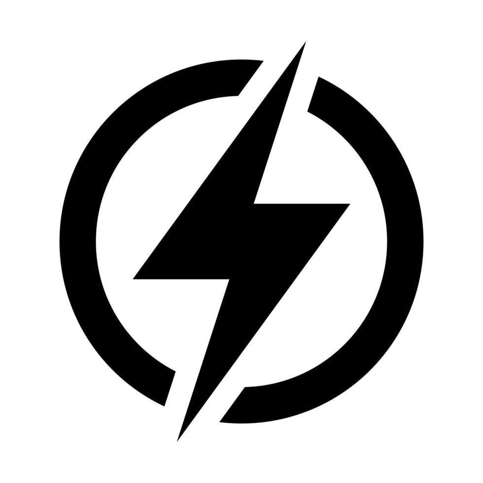 Lightning, electric power vector icon. Energy and thunder electricity symbol. Lightning bolt sign in the circle.