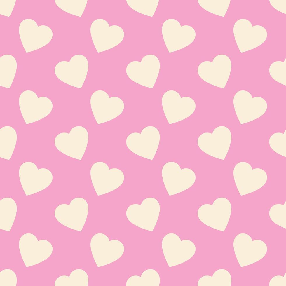 Heart seamless pattern, endless texture. Light yellow hearts on pink background, vector illustration. Valentine's Day Pattern. Anniversary, birthday design. Love, sweet moment, wedding design.