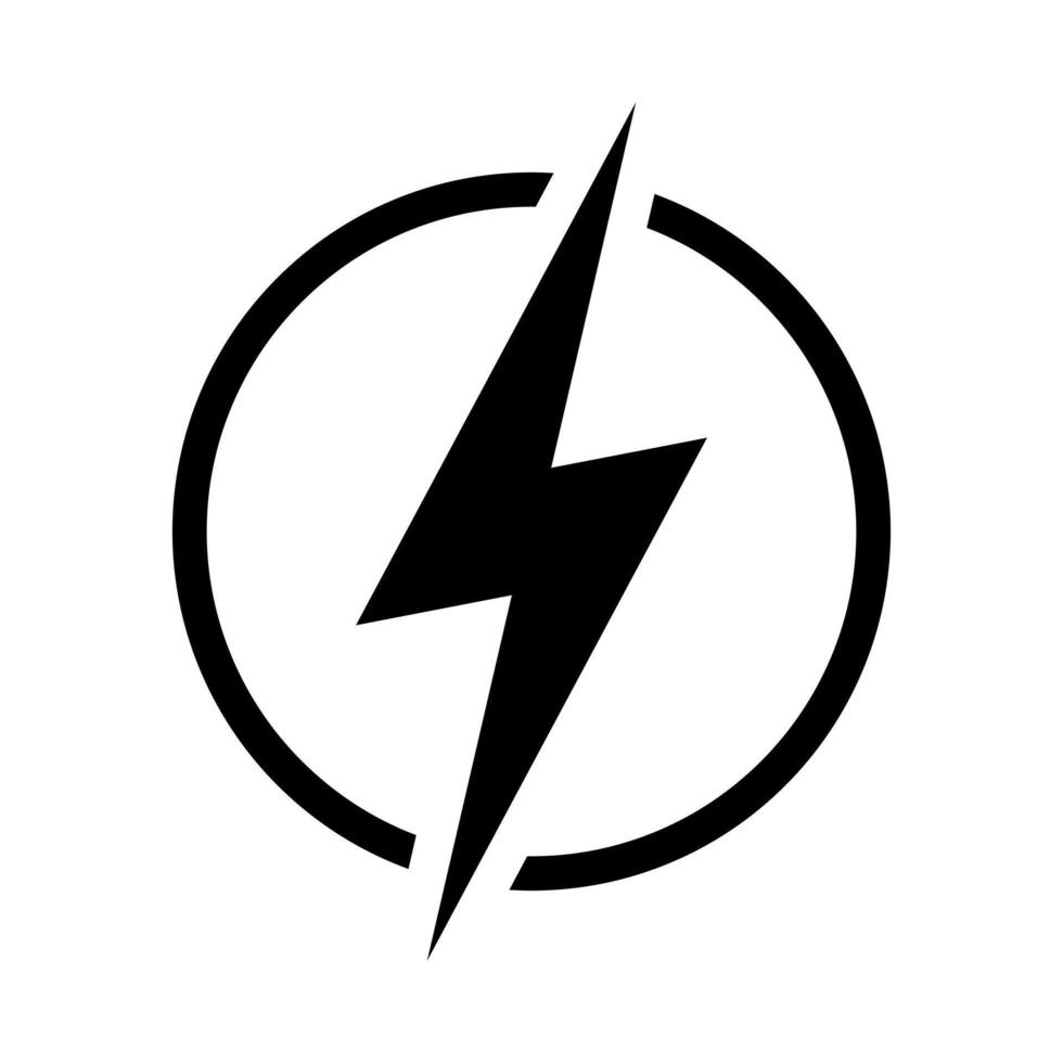 Lightning, electric power vector icon. Energy and thunder electricity symbol. Lightning bolt sign in the circle.