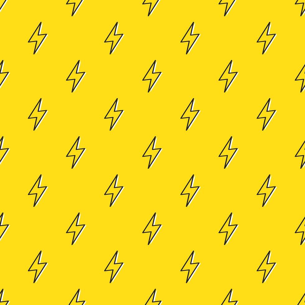 Lightning bolts Seamless Pattern. Yellow and Black repeating background. vector