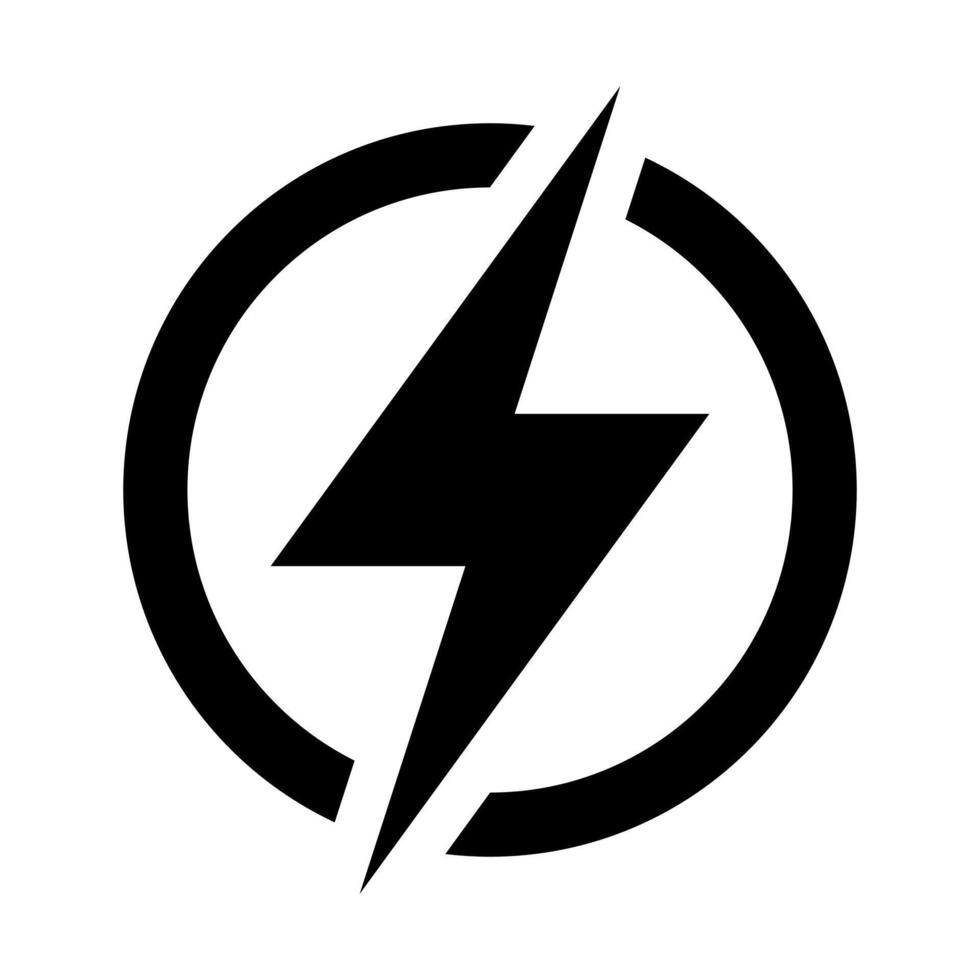 Lightning, electric power vector icon. Energy and thunder electricity symbol. Lightning bolt sign in the circle.