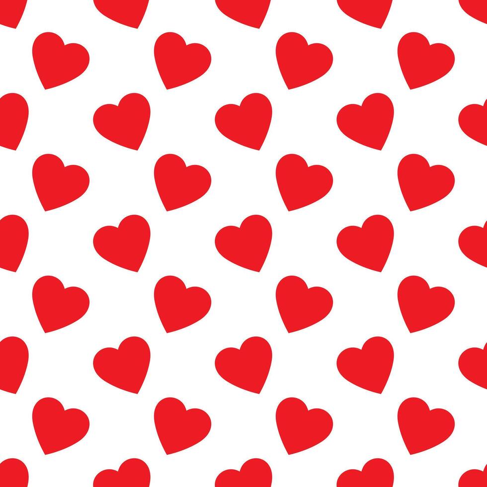 Heart seamless pattern, endless texture. Red hearts on white background, vector illustration. Valentine's Day Pattern. Anniversary, birthday design. Love, sweet moment, wedding design.