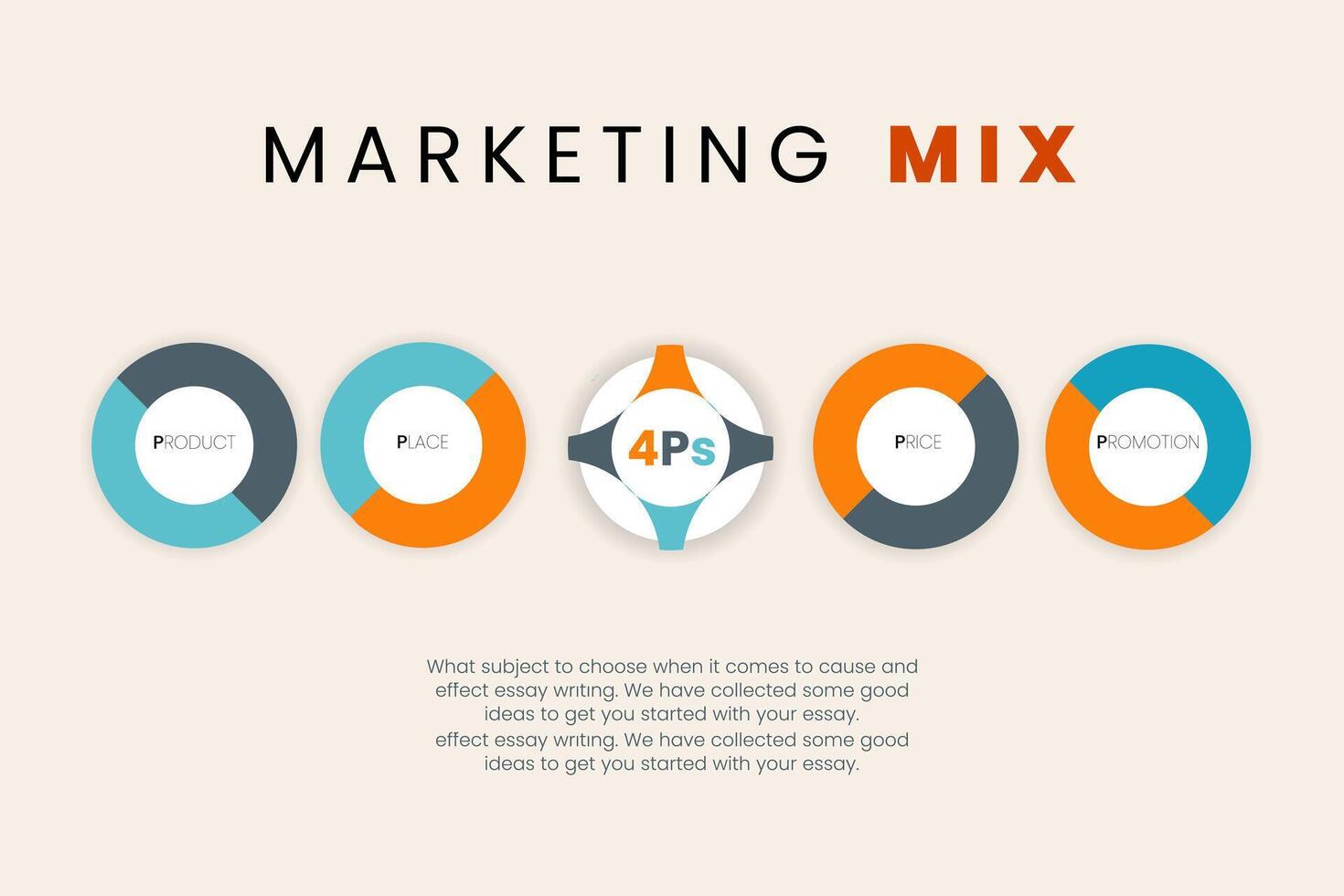 4Ps marketing mix infographic Vector design, vector circle button for infographic element. vector illustration