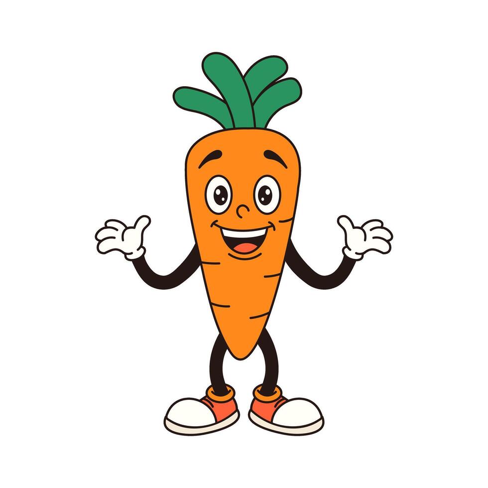 Groovy carrot. Vector illustration