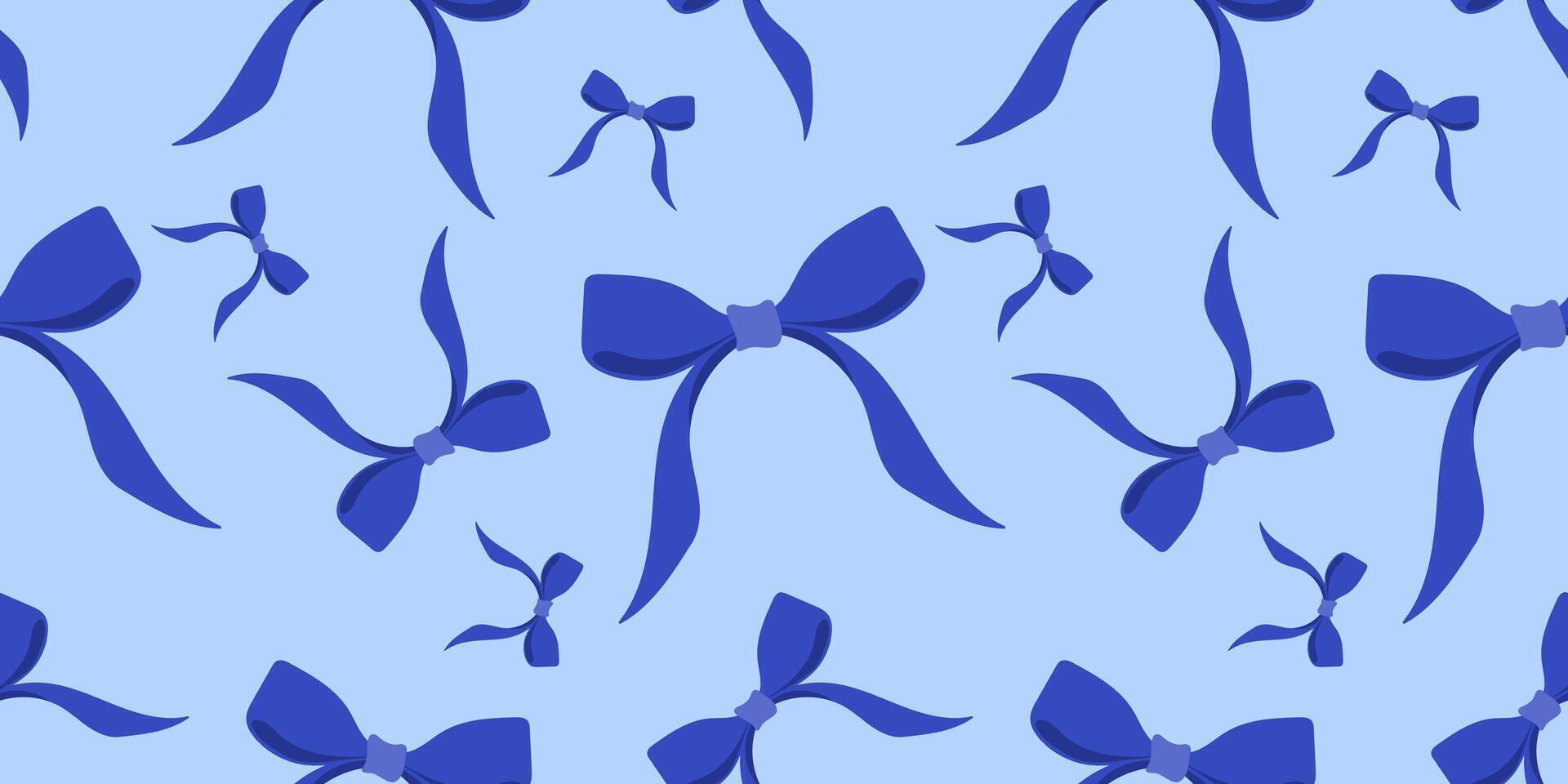 Seamless pattern with blue ribbon bowknot vector