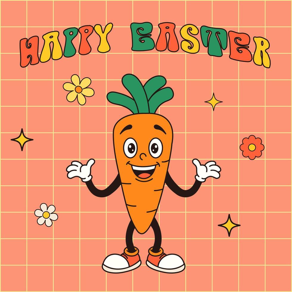 happy groovy easter carrot vector