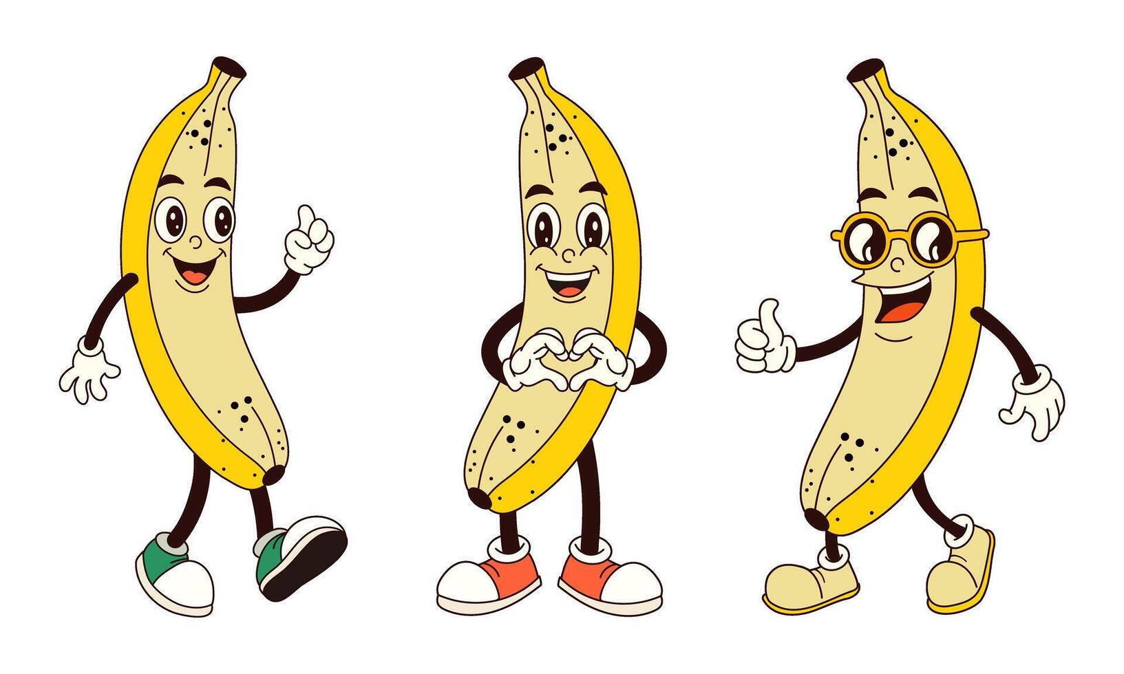 Set of groovy bananas vector