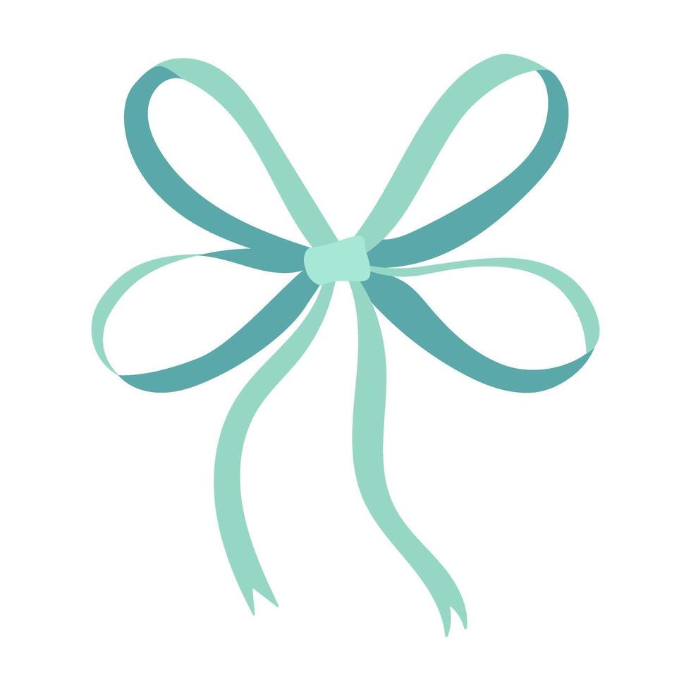 Green ribbon bow isolated, vector illustration