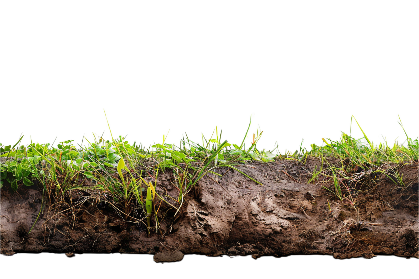 AI generated Cross-Section of Soil Showing Grass and Roots png