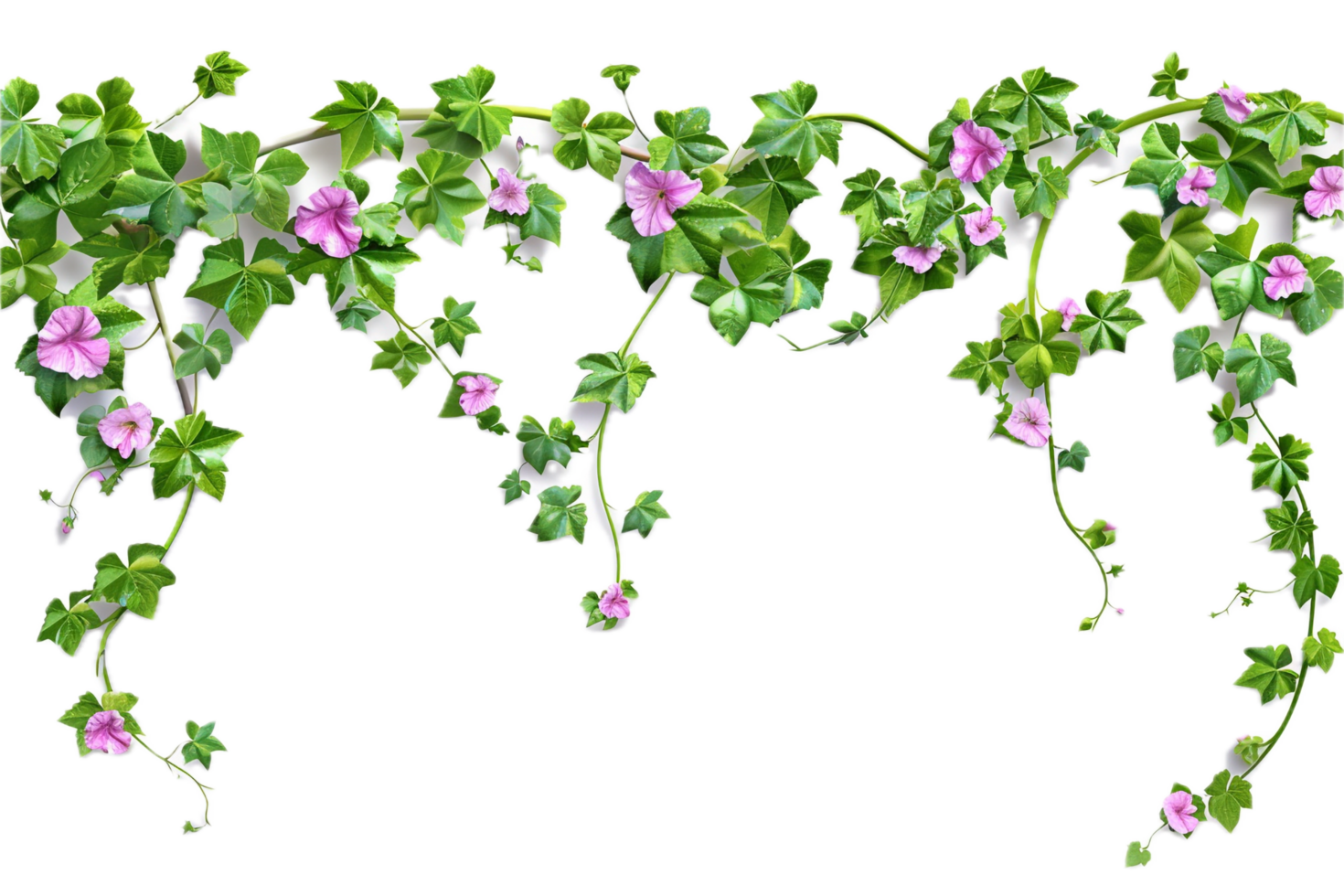 AI generated Morning Glory Vine with Purple Flowers png