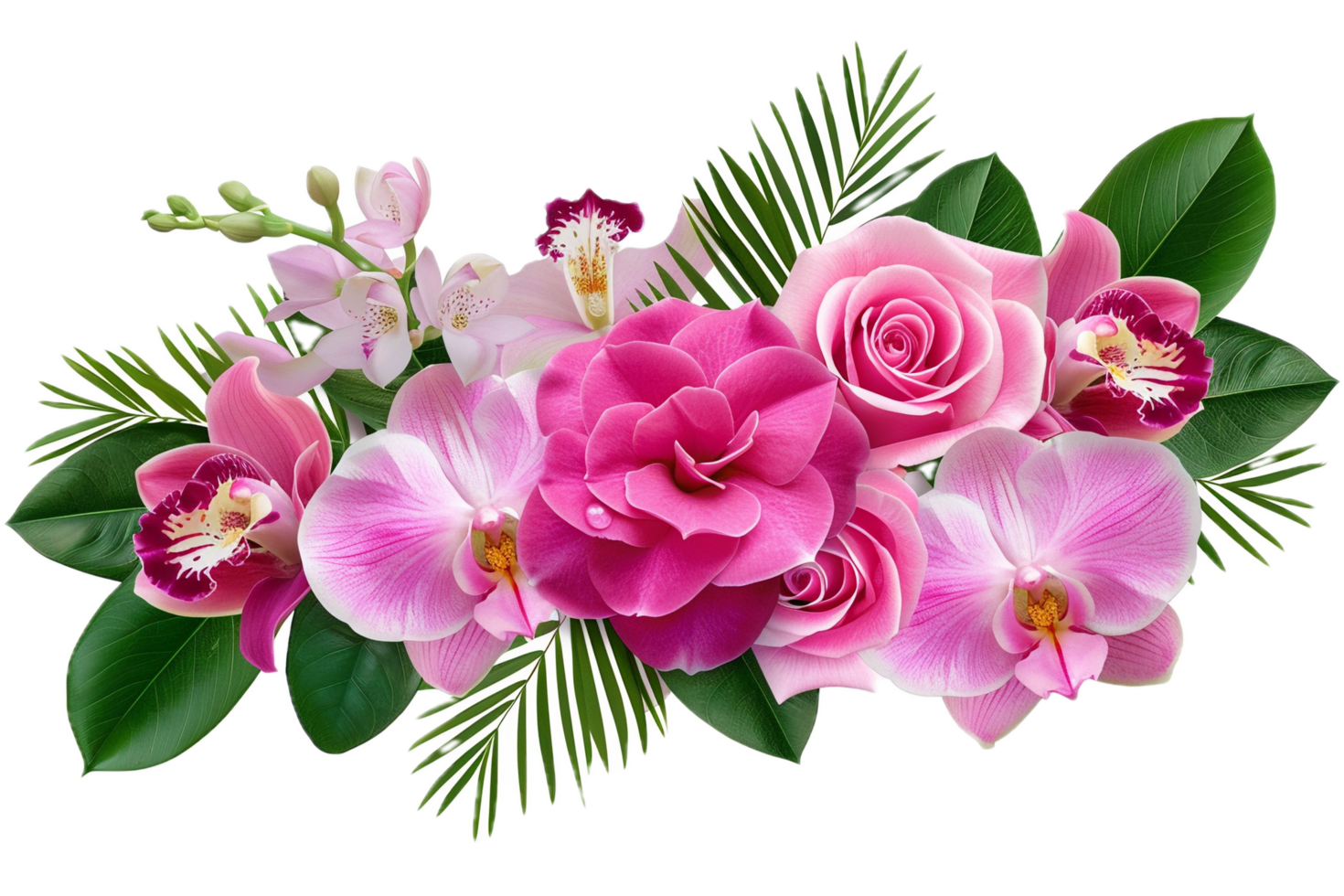 AI generated Floral Arrangement with Orchids and Rose png