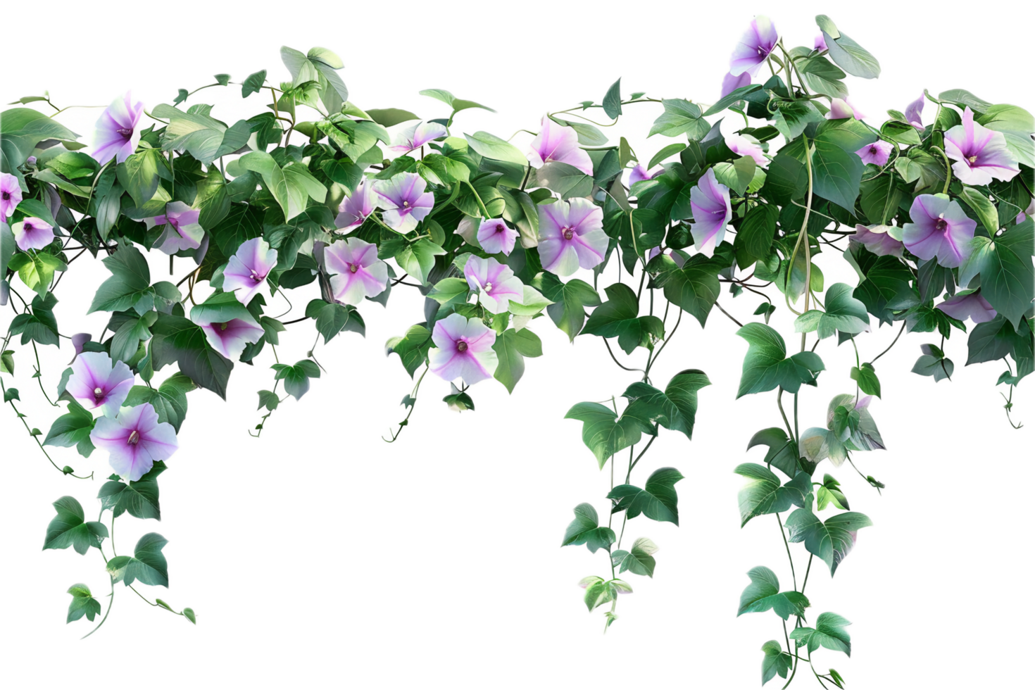 AI generated Morning Glory Vine with Purple Flowers png