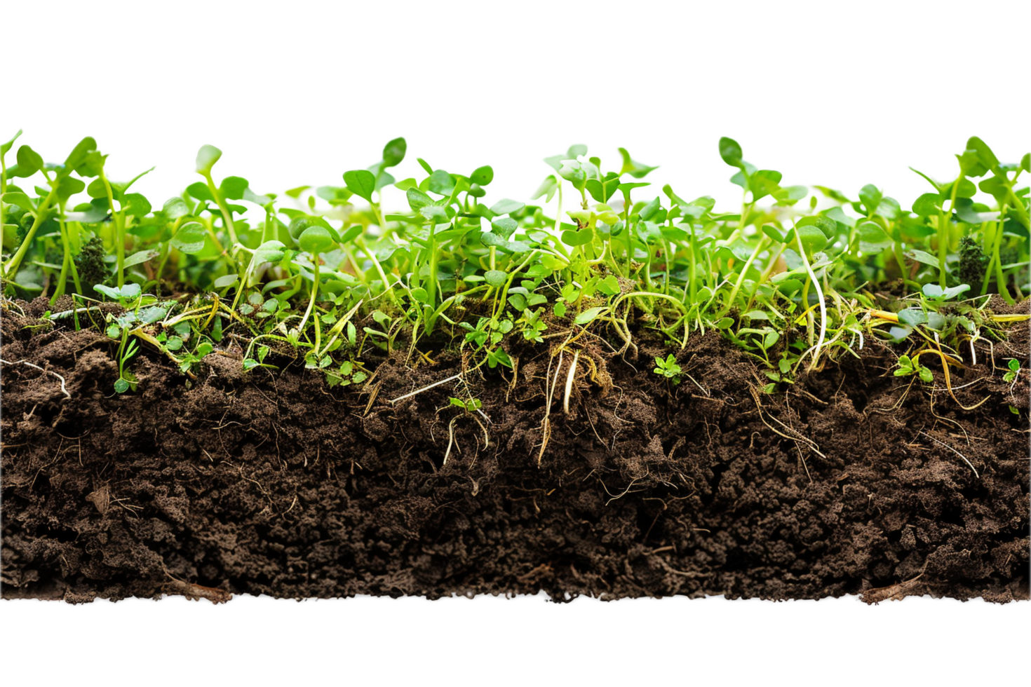 AI generated Cross-Section of Soil Showing Grass and Roots png