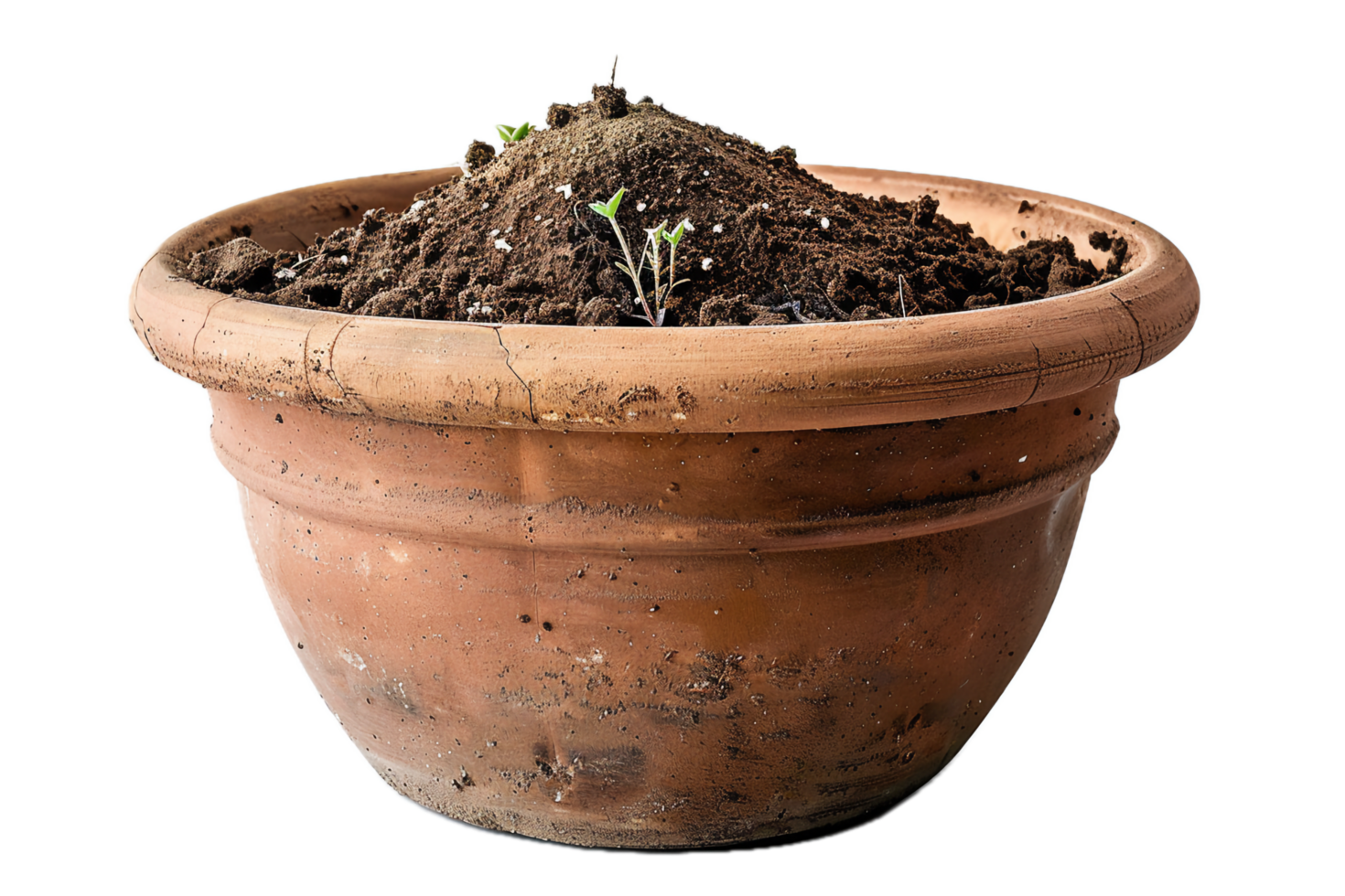 AI generated Terra Cotta Pot with Soil png