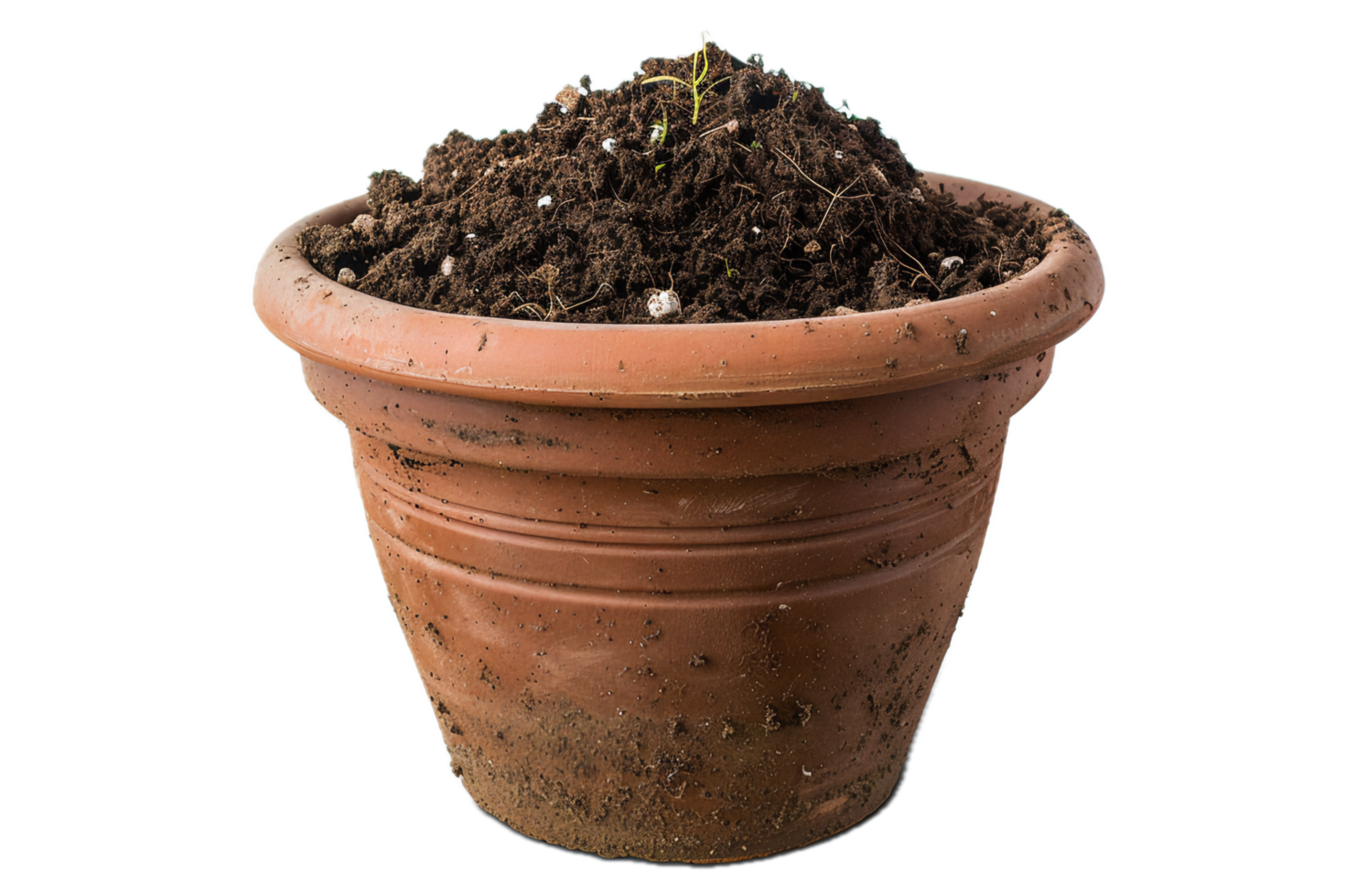 AI generated Terra Cotta Pot with Soil png