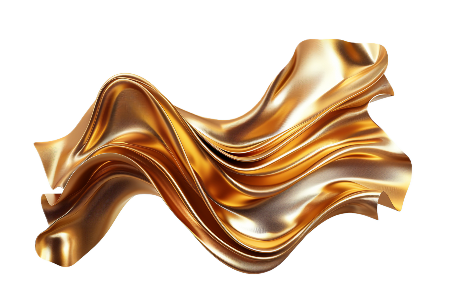 AI generated Golden Silk Fabric Flowing in Air png