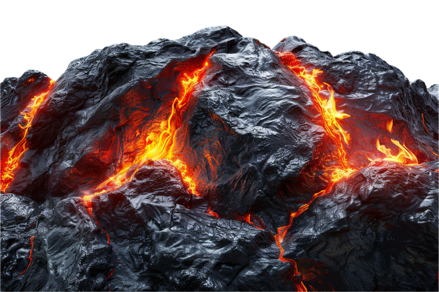 AI generated Molten Lava Flowing Through Cracked Earth png